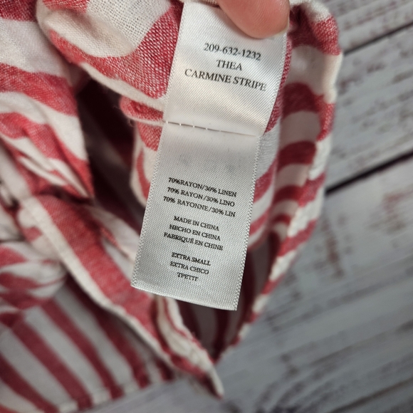 Rails Thea Carmine stripe button up tie top - Picture 9 of 15